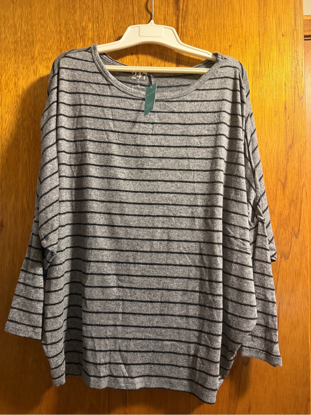 Maurices Gray and Black Striped Long Sleeve Tee